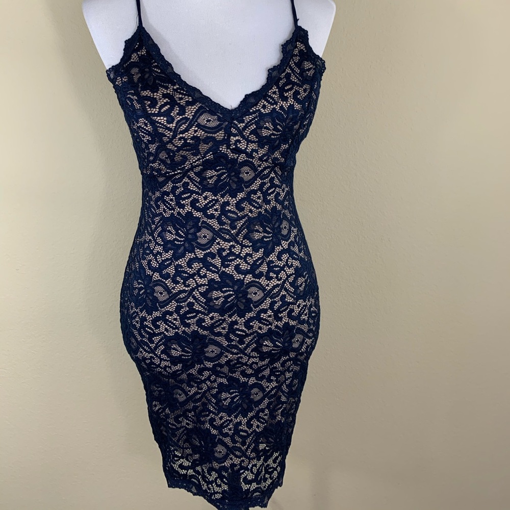 Lacey Blue with Nude under dress